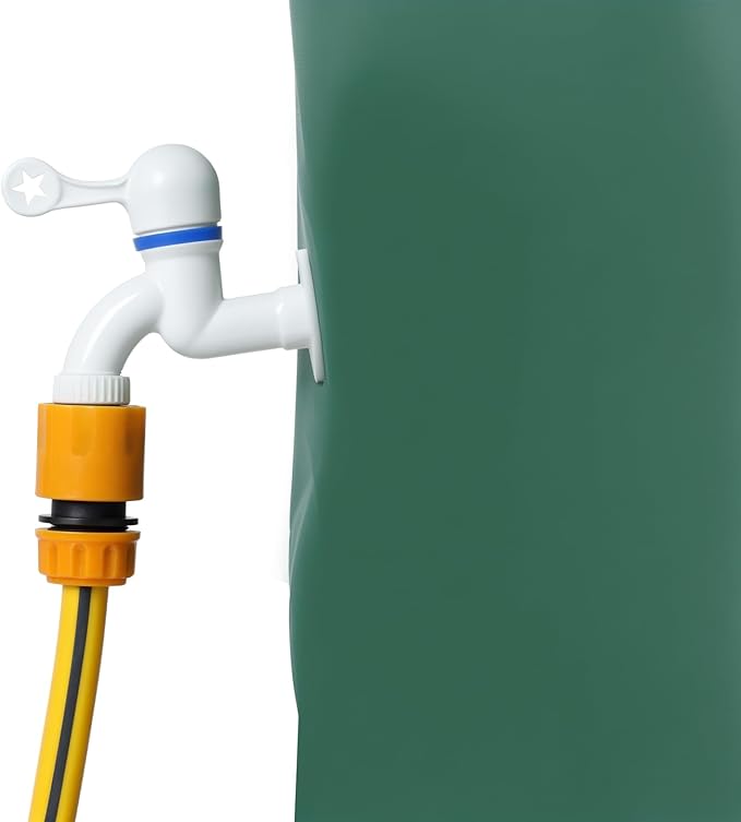 Collapsible Rain Barrel, Portable Water Storage Tank with Filter and Spigot, Rainwater Collection System, Foldable Water Container for Garden Use, Eco-Friendly Water Conservation Solution Green 100 G