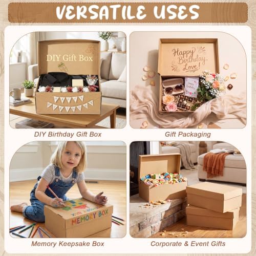 Eersida Brown 12 Pcs DIY 2027 Senior Box Shoebox Cardboard Memory Box
