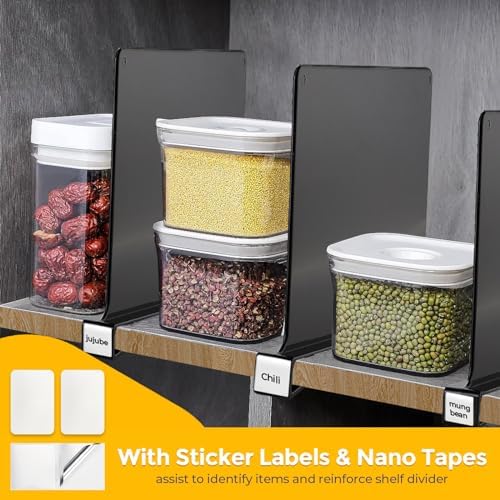 Matte Black Acrylic Shelf Dividers for Closets Organizer & Storage,12 Pack