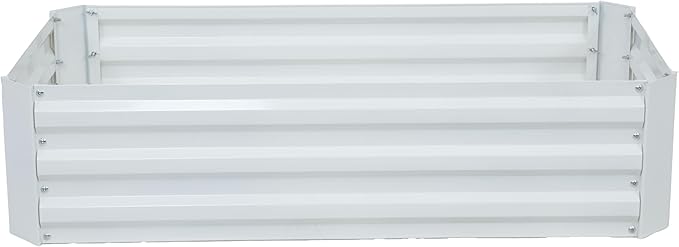 Sunnydaze Galvanized Raised Garden Bed - Metal Raised Bed for Gardening - Outdoor Planter Box for Flowers, Plants, and Vegetables - Ivory White - 48" W x 24" D x 12" H Rectangle