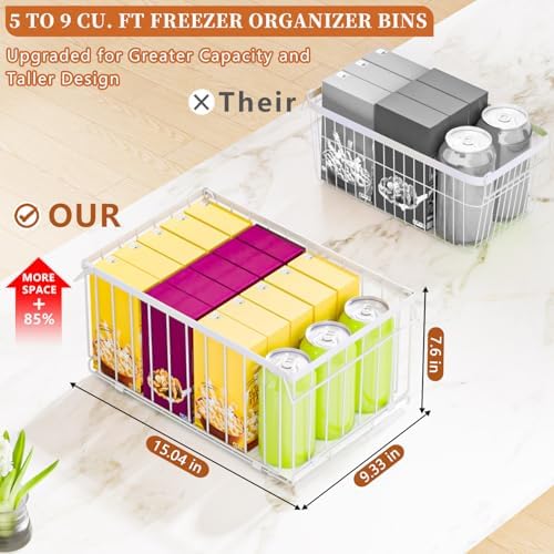 Large Freezer Organizer Bins for 5 to 9 Cu.Ft,Quick Expand/Collapse,6PACK