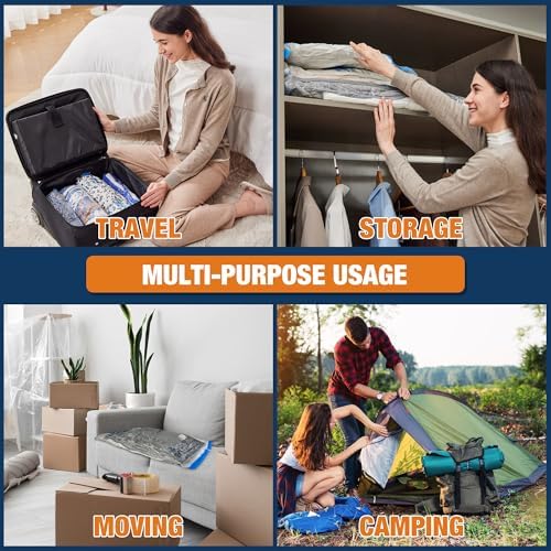 HIBAG Vacuum Storage Bags with Electric Pump, Vacuum Seal Bags for Clothing, Pillows, Blanket Bedding Comforters, 30 pack