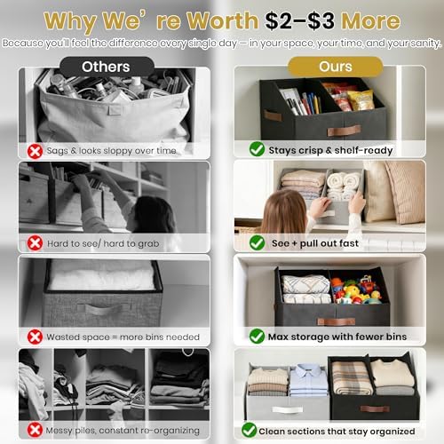 Closet Organizers Storage, Small Collapsible Bin 3pc, Dark Gray
