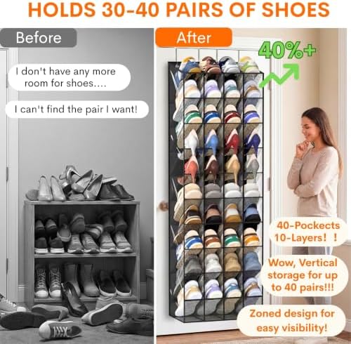 Ofiray-home Over the Door Shoe Organizer, 30-40 Pairs