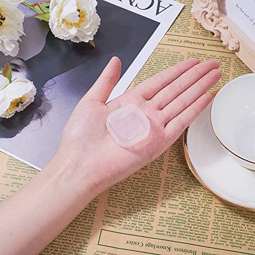 BENECREAT 24 Pack 1.38x1.38x0.7 Inches Square Mini Clear Plastic Bead Storage Containers Box Case with Lid for Items,Earplugs,Pills,Tiny Bead,Jewelry Findings