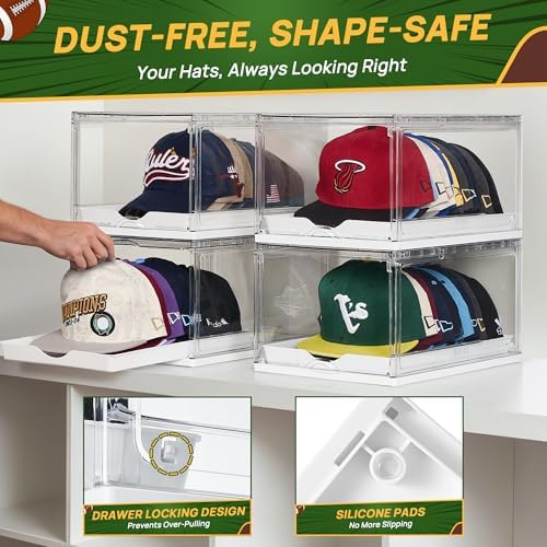 Vtopmart 2 Pack Stackable Baseball Caps Organizer, Each Holds 12 hats