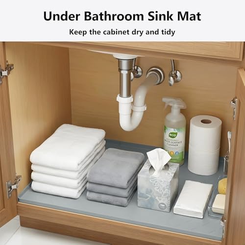 Mateeylife Under Sink Mat Kitchen Waterproof, Silicone Sink Tray 22"X34"