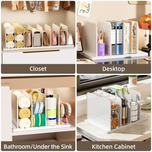 Stackable Purse Organizer for Closet Acrylic Shelf Divider, 4 Pack
