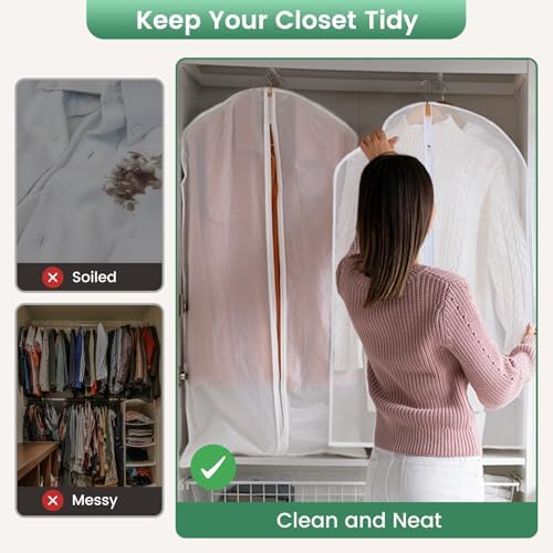 Carbrea 2 Pack Translucent Garment Bags for Hanging Clohes - 24" x 49"