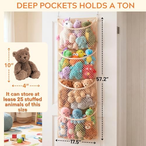 Ofiray-home Cotton Over The Door Stuffed Animal Storage