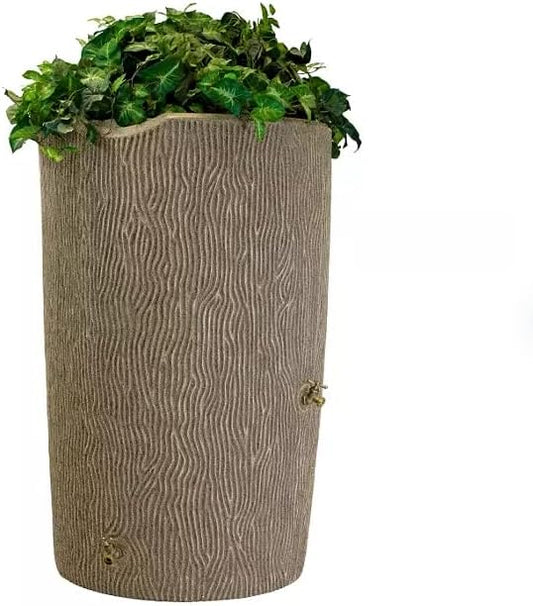 Decorative Rain Barrel with Wood Grain Texture, 90 Gallon Capacity,You can Plant an Array of Floral Arrangements, or Even a Small herb or Vegetable Garden. (Sandstone, 90 Gallon)