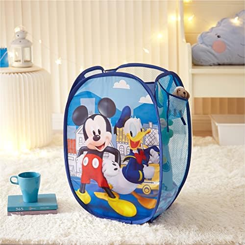 Mickey Mouse Pop Up Laundry Hamper with Durable Carry Handles,Blue Kids Clothes Storage, 21" H x 13.5" W x 13.5" L