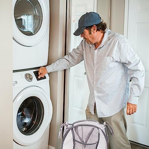 Collapsible Pop Up Laundry Hamper, Extra Large Mesh Foldable Laundry Basket, 28" x 16" x 16", 2 Pack (Black + Grey)