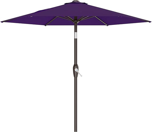 AreShark 7.5FT Patio Umbrella Table Market Umbrella with 6 Sturdy Ribs, Button Tilt/Crank, Heavy-Duty Outdoor Umbrellas for Pool, Deck, Garden and Backyard, Purple
