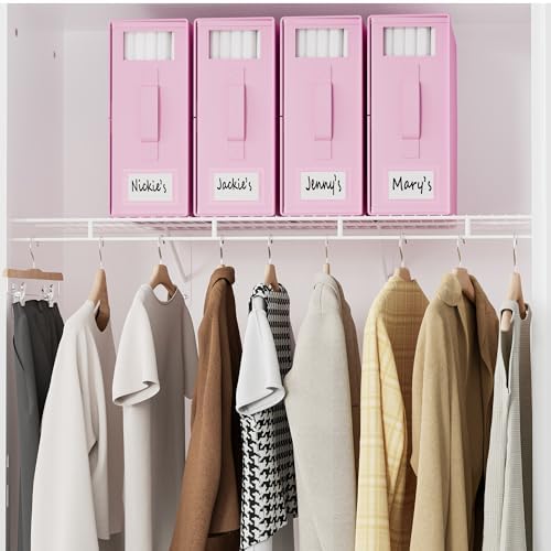 SUOCO SheetCube Bed Sheet Organizers and Storage 6 Pack, Foldable Linen Closet Organizer with Window and Label, Bedding Folder Storage Box Container for Blanket, Duvet Cover Set, Bed Sheet Set - Pink
