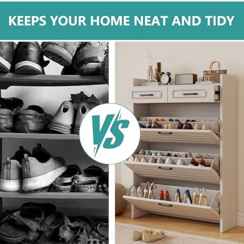Shoe Cabinet for Entryway with 3 Large Flip Drawers and 2 Drawer