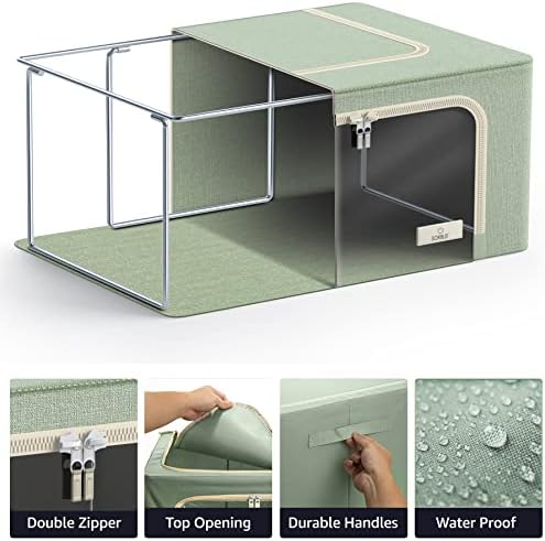 Sorbus Clothes Storage Bins, Clear Window & Handles (4 Pack, Teal)