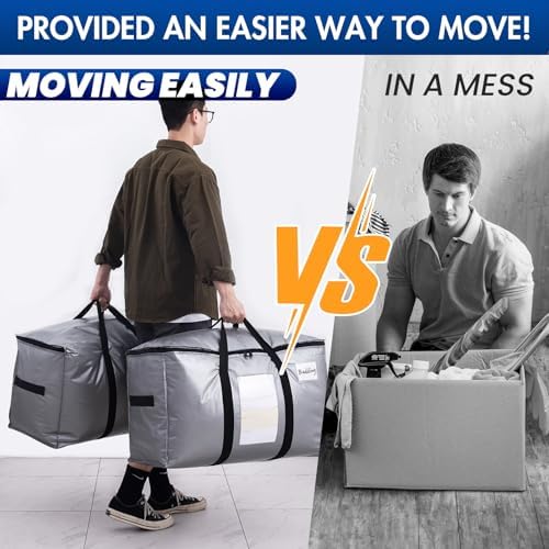 TAILI 10 Pack Silver XXL Moving Bags,Storage Bags with Visible Window