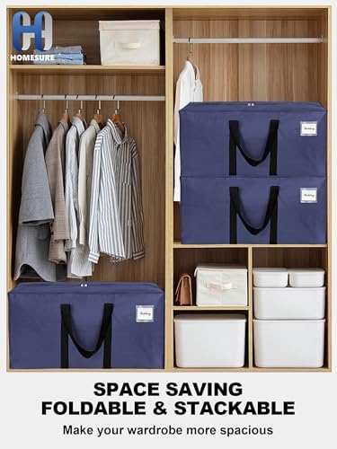 HOMESURE Supports 200lbs Heavy Duty Moving Bags - Strong Zipper & Wrap-Around Handles - Water-Resistant Storage Totes, Durable Alternative to Moving Boxes - 12 Pack - Blue