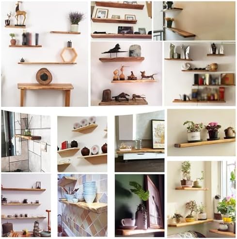 Wooden Floating Shelf, Wall-mounted Shelf, Solid Wood Bookshelf, Thickness 2.5cm, Strong Load-bearing Capacity, Abrasion-resistant And Scratch-resistant(Original wood colour,40 * 25cm)