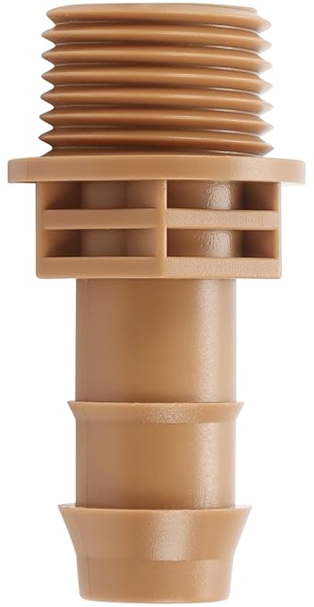 RedChili 1/2 Inch Drip Irrigation Fitting To 1/2 Inch Male Hose Threaded Adapter, 10 Pack PVC To Drip Irrigation Coupling Adapter With 1/2" Male Pipe Thread(MPT) x 1/2" Barbed Connectors