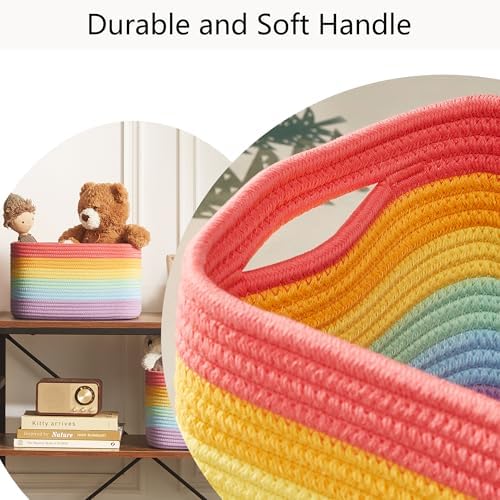 Rainbow Rope Basket for Storage 4 Pack Kids Baskets for Shelves