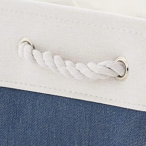 TheWarmHome Storage Bins for Shelves - 1 Pack 15.7x11.8x8.3 inch Fabric Storage Cubes, Storage Basket for Organizing Gift Laundry Cloth Toy Room (White & Jean Blue)