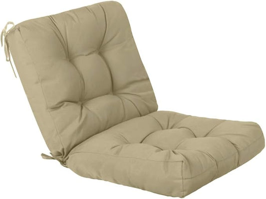 QILLOWAY Outdoor Chair Cushion for Patio Furniture, Waterproof Patio Cushions with Ties, Fade Resistant Replacement Pads for Outdoor Rocking Chairs,Beige