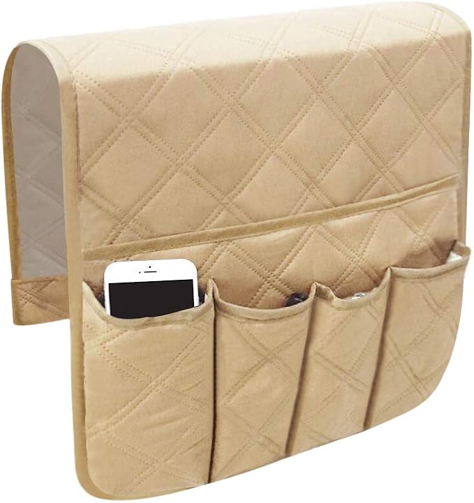 Couch Sofa Armrest Organiser Arm Chair Caddy Bedside Storage Pocket with 6 Pockets TV Remote Holder Bed Storage Pocket Bag for Cellphone Tablet Notepad Book Magazines DVD Glasses