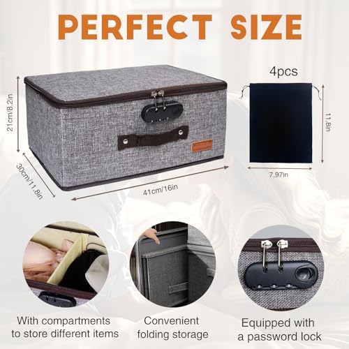Lockable Game Toy Storage Bag Organizer 16 x 11.8 x 8.2 Inch, Heather Grey