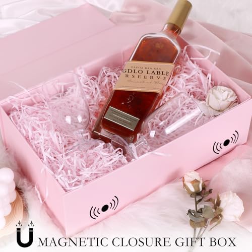 LFBOX Pink Gift Box with Magnetic Lids 13.8x8.3x4.4 in, Large Bridesmaid Groomsman Proposal Boxes 5 Pack, Collapsible Rectangle Storage Box | Large Bridesmaid Groomsman Proposal Boxes,13.8x8.3x4.4 in, Collapsible Rectangle Storage Box