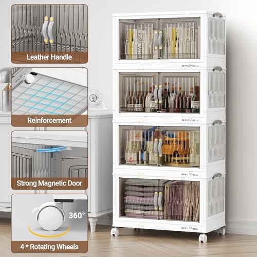 BROVIEW 300Qt Stackable Storage Bins with Lid for Home Dorm, 5Pack White