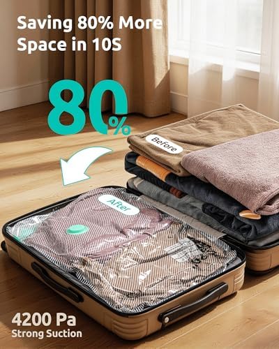 Vacuum Seal Storage Bags for Clothing Travel with Electric Pump, 12 Pack