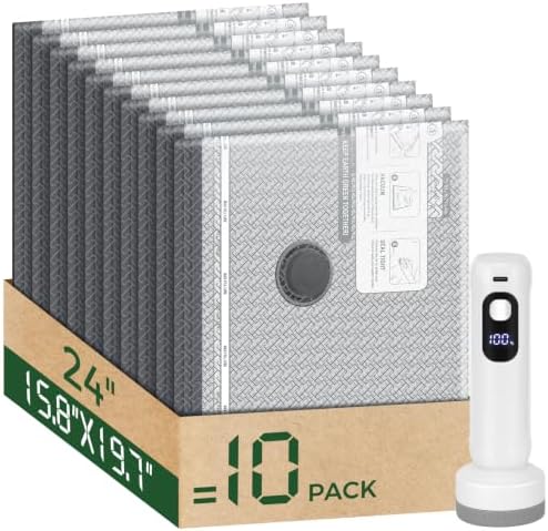 Vacuum Storage Bags with Cordless Digital Pump - 10 Small