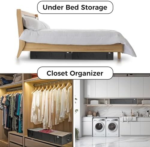 StorageExpert Under Bed Storage Containers, Closet Organizer, Black, 2 Pack