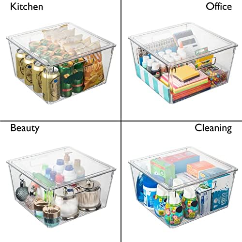 ClearSpace Plastic Storage Bins with Lids, Pantry Organizer, XL, 4 Pack | Plastic storage bins with lids for pantry organization and refrigerator storage