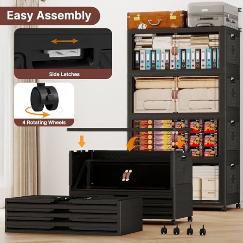 1288QT Extra Large Stackable Storage Bins with Lids & Wheels
