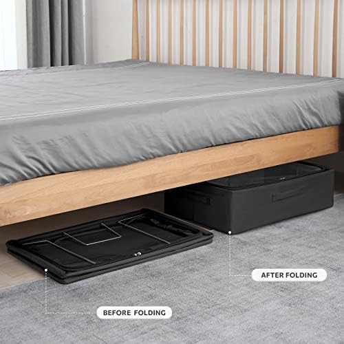 CYhom Under Bed Storage Bins Frame Storage Box Oxford Fabric Sturdy Underbed Container Foldable Stackable Large Capacity Clothes Organizer