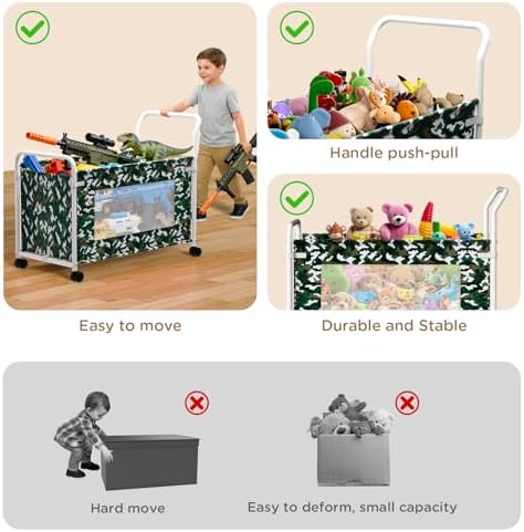 KEEGH Extra Large Toy Box for Kids, Heavy Duty Toy Storage, Camouflage