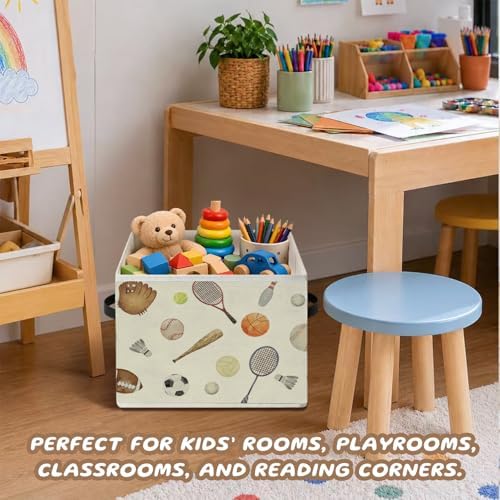 Sports Nursery Storage Bins with Handles,Kids Playroom Decor
