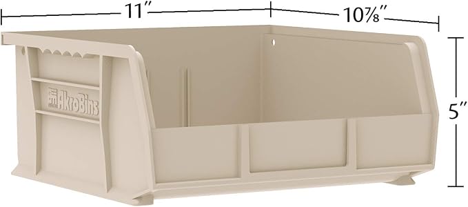 Akro-Mils 30235 AkroBins Plastic Storage Bins, 11"x11"x5", Clear, 6-Pack | Space-Saving Stackable Bins for Garage, Pantry, Craft Organization
