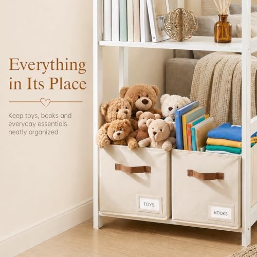 Storage Cubes 10 Pack, 11 Inch Fabric Storage Cubes Organizer Bins with Labels, Odor-Free & Sturdy PP Structure, Cubby Baskets for Closet, Shelves, Toys & Nursery (Beige)