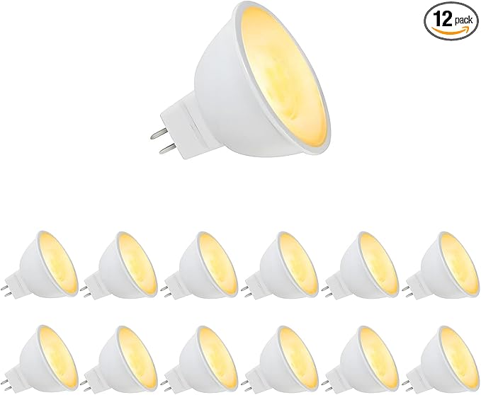 MR16 LED Bulb, Outdoor Landscape MR16 Light Bulbs, 3W Gu5.3 Bi-pin Base 12V Low Voltage LED Spotlights Warm White 2700K-3000K for Landscape Lighting Garden Yard Lights 12-Pack