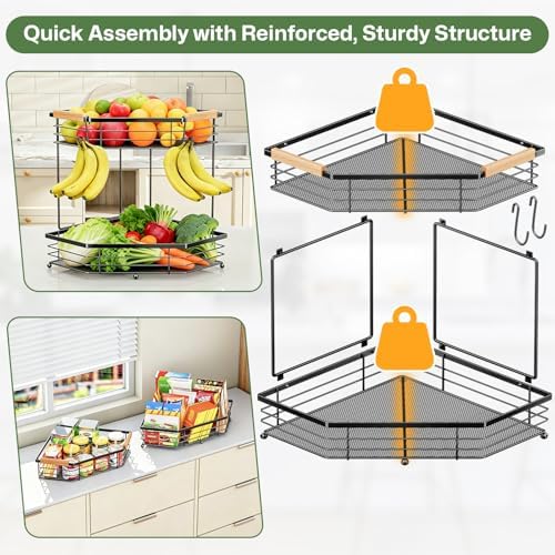 Fruit Basket for Kitchen Corner: Space-Saving 2-Tier