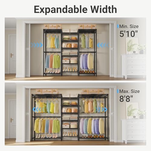 VIPEK X3 Plus Large Expandable Closet Rack Wardrobe Closet Organizer Black