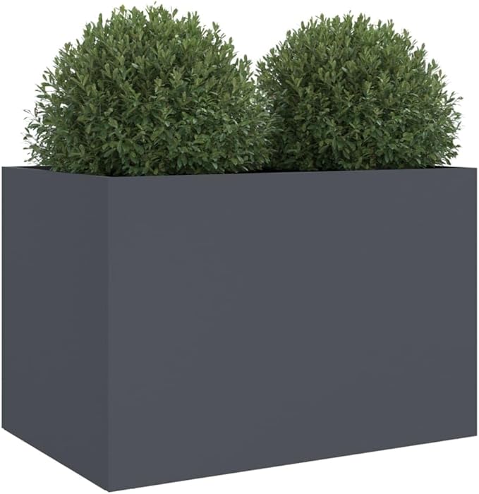 Anthracite Planter Garden 4 Pieces Set Cold-Rolled Steel Medium Decorative Inlays for Outdoor Balcony Patio Modern Style