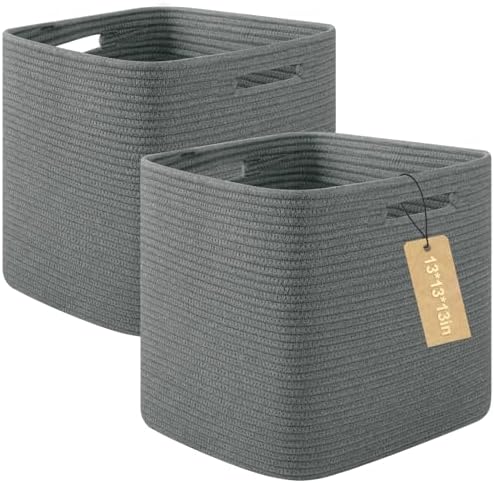 OIAHOMY 2 PACK Cube Storage Bin 13 Inch Collapsible Storage Cube Dark Grey