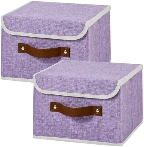 2PCS Storage Boxes Baskets with Lid Foldable Fabric Storage Bins