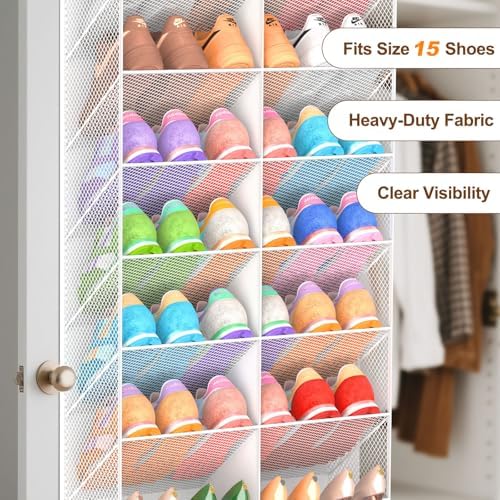 UVIAHOMI Over the Door Shoe Organizer for 20-30 Pairs, 10-Tier, White