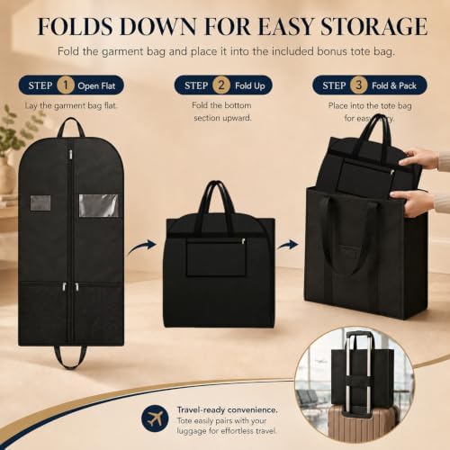 43-Inch Suit Bag for Closet Storage with Clear Window And Label Slot